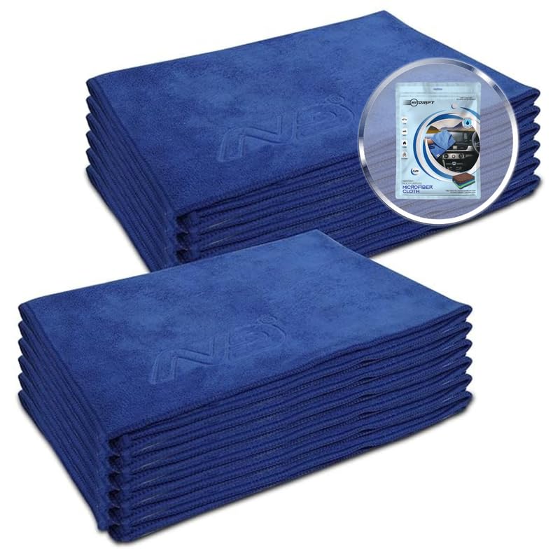 Image of Neodrift '400 GSM' Microfiber Cloth (Size - 40X60 Cm)(Set of 12 PC)(Colour - Blue)(Ultra Soft Cleaning Cloth for Car, Bike - Polishing, Detailing, Highly Absorbent)