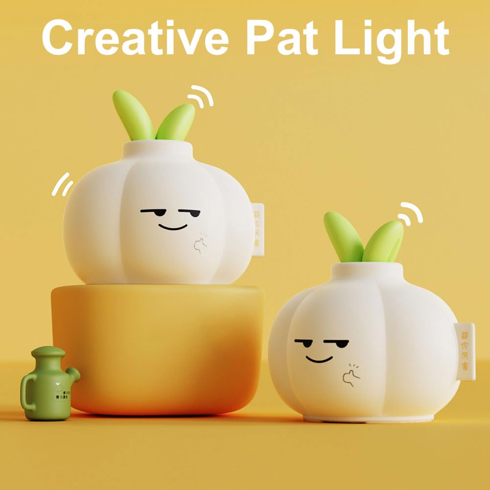Luz Nocturna de Dibujos Animados de ajo de Silicona Suave - Lámpara de Noche con iluminación cálida para guardería, decoración de Escritorio