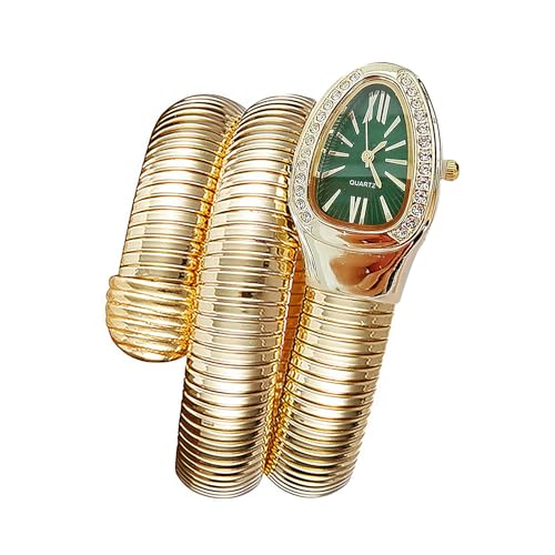 DGCZYXGL Snake Watches for Women, Snake Watch, Snake Shape Bangle Watches, Women's Dressing Snake Shape Bracelet Watch (G Green)