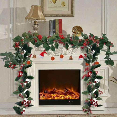 Guirlande de verdure artificielle de Noël et couronne de table pour fête hivernale