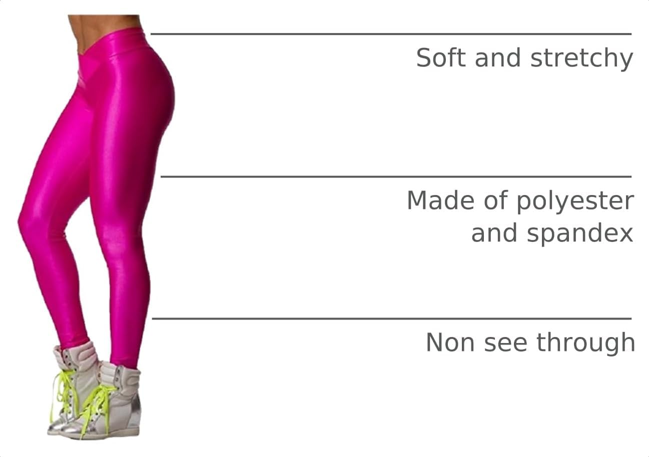 Hupplle Fashion Neon Stretch Skinny Shiny Spandex Leggings Pants