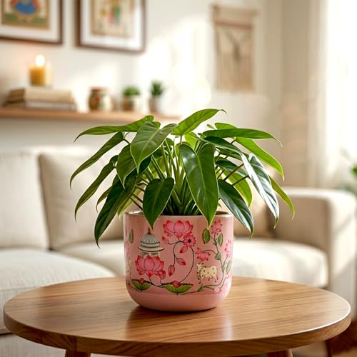 Image of Urban Plant Mahal 3D Handcrafted Terracotta Planter | Hand Painted Indian Art | Indoor Clay Pot for Living Room | Artisan Decorative Flower Pot | Drainage Hole | 4.5 Inch