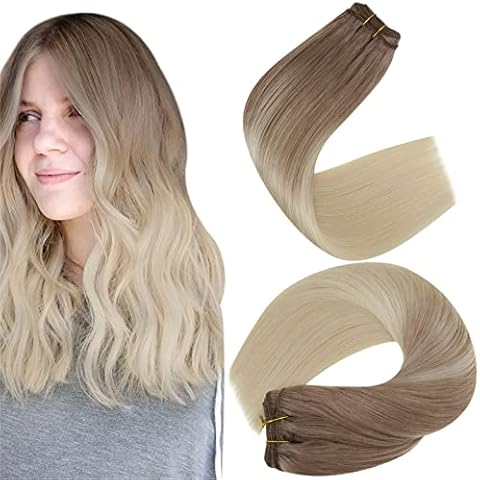 Easyouth 12 Inch Ash Blonde Weft Hair Extensions Cover