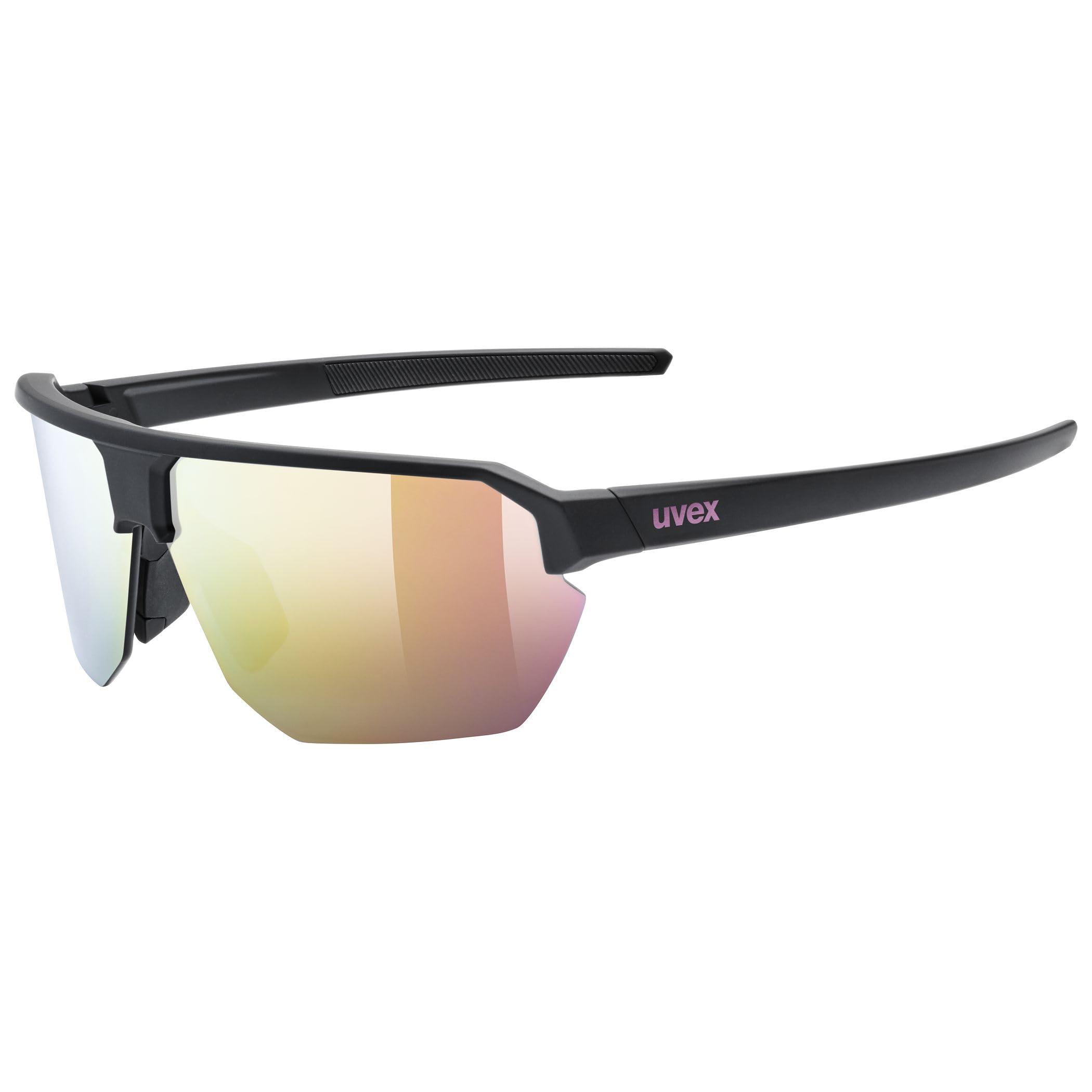 Uvex Vective – Occhiali sportivi versatili e robusti con categoria di filtri 3 e 100% protezione UVA, UVB e UVC per adulti, colore nero opaco/rosa, taglia unica