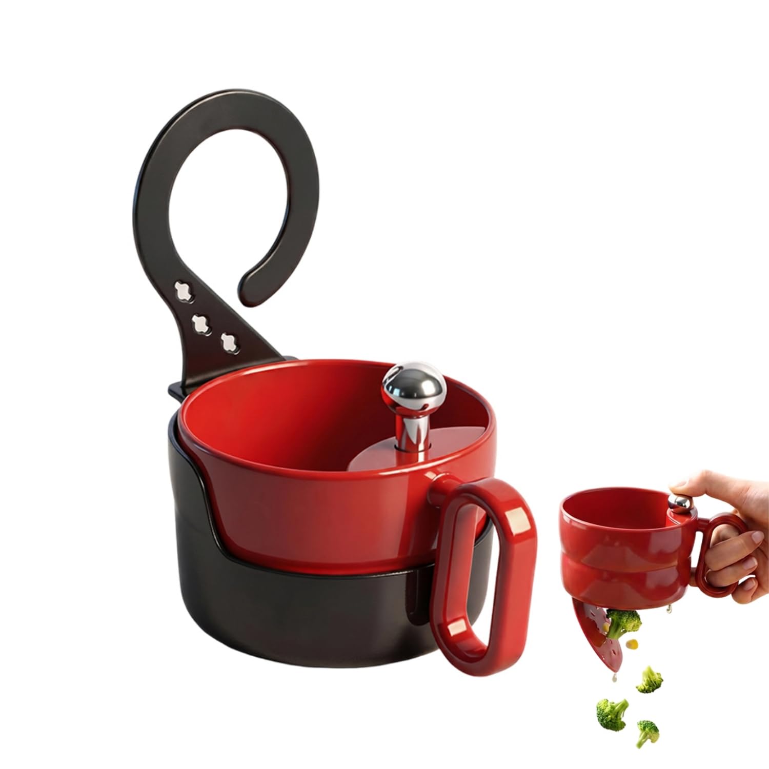 Faucet Hanging Strainer, 2 in 1 Food Fruit Vegetable Drain Shelf Sink Storage Holder (Red)