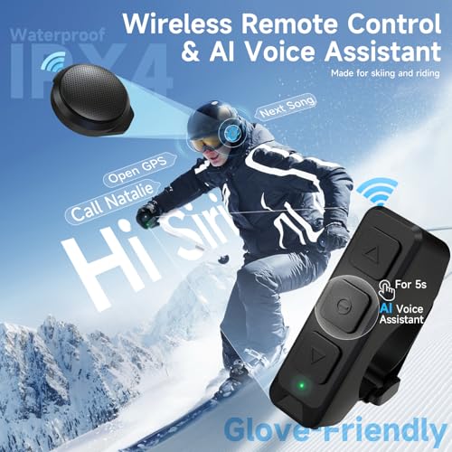 Moman Ski Helmet Speakers, Ha1 Ture Wireless 5.3 Motorcycle Helmet Headset With Remote Control Voice Assistant Charging Case thumb #2