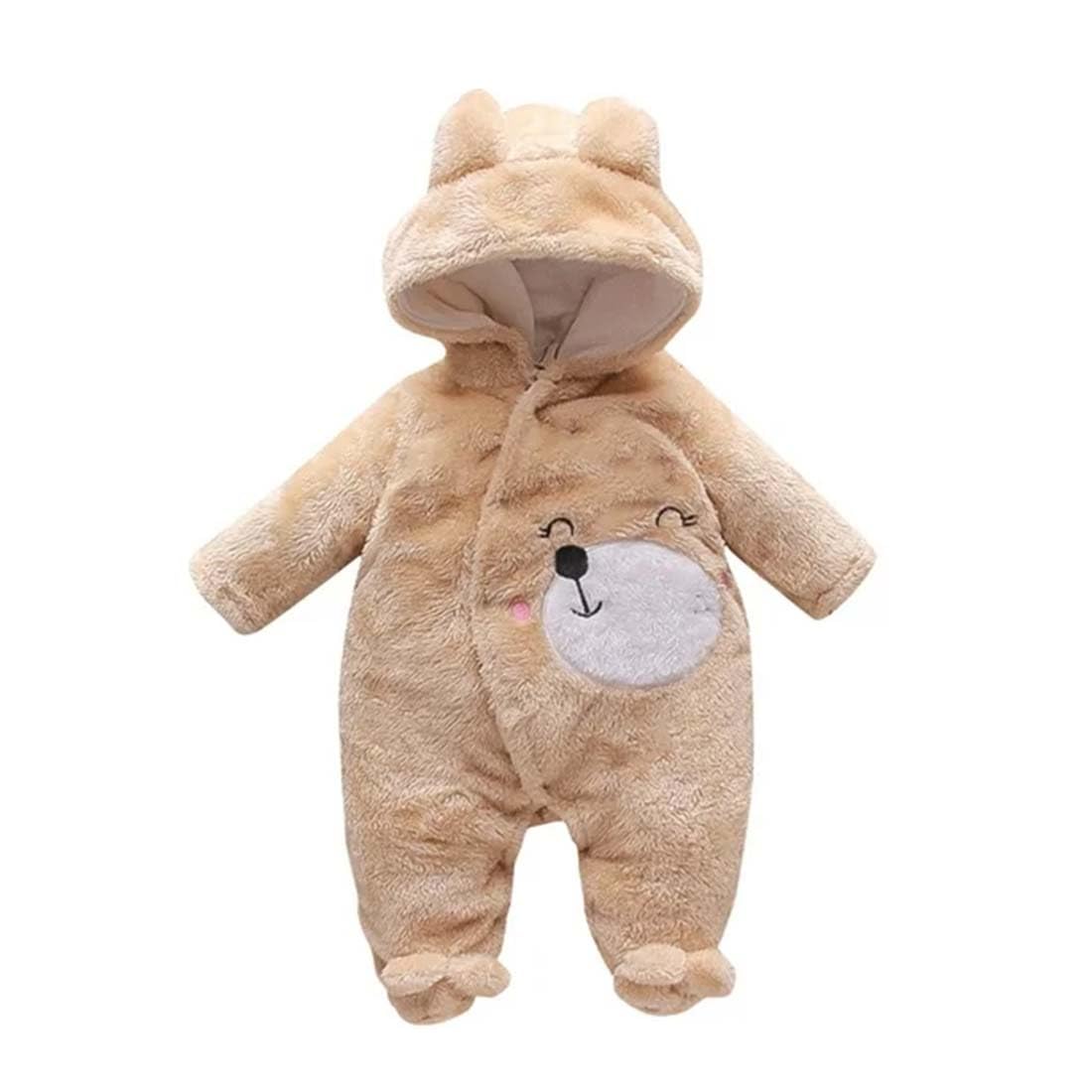 babyzone Fleece Footed Jumpsuit Newborn Hooded Rompers Long Sleeve Onesies Button Closure Warm Infant Winter Outfits,Baby Boys Girls Snowsuit Pajamas Cute Bear Ear Bodysuits Outwear.-picture-11