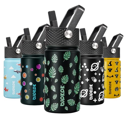 Image of BJPKPK Insulated Water Bottle, 15oz Stainless Steel with Straw Lid