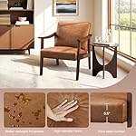 Yaheetech PU Leather Accent Chair, Mid-Century Modern Armchair with Solid Wood Legs, Reading Leisure Chair with High Back for Living Room Bedroom Waiting Room, Brown - Image 5