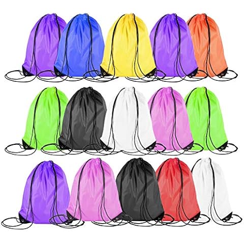 Quesuc 15 Stück Druckbar Turnbeutel,Nylon Kordelzug Tasche Bunte Partytasche Cover
