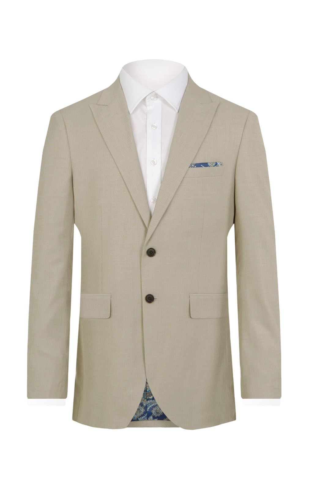 Dobell Mens Stone Sharkskin Suit Jacket Slim Fit Peak Lapel-36R
