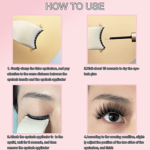 2 PCS YASNAI Lash Clip Applicator False Eyelashes Applicator Tool for Wear Eyelashes, Lashes Buddy Makeup Tools Lash Tweezers More Convenient to Wear Lashes