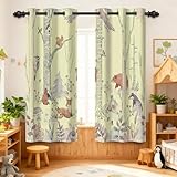 GICDSU Kids Blackout Curtains for Nursery, Boy's Woodland Animal Print Curtains for Bedroom, Cartoon Room Darkening Window Drapes 2 Panels Set, Yellow, 42W x 63L