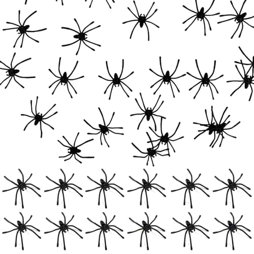 GXXMEI 200PCS Halloween Realistic Plastic Spiders Black Small Spider Toys