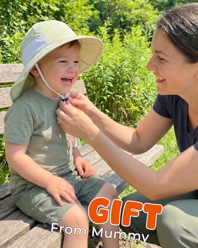 Image of Toddler Baby Sun Hat Kids Summer Beach Essentials Adjustable Beach Hats with Bucket Wide Brim for Boys Girls Age 0-14 Years