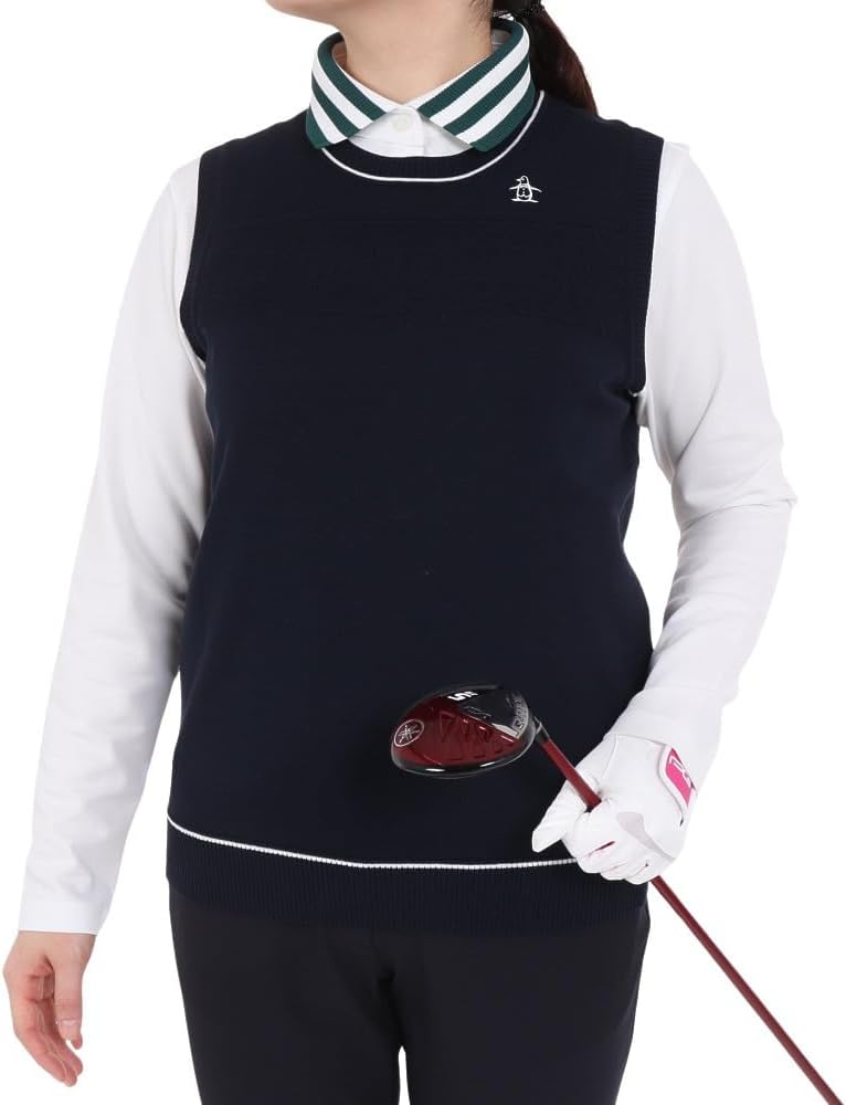 新品 マンシングウェアゴルフ クルーネックベスト/レディス/M/ネイビー 新品 マンシングウェアゴルフ クルーネックベスト/レディス/M/ネイビー