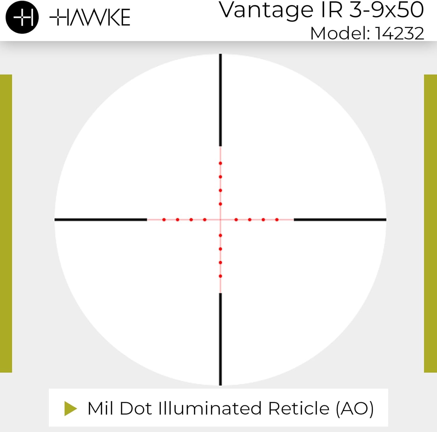 Hawke Vantage IR 3-9x50 Riflescope | Shockproof Waterproof Fogproof Hunting Scope w/Illuminated Reticle, Capped Low-Profile Turrets, 11 Layer Fully Multi-Coated Lenses & Fast Focus Eyebell