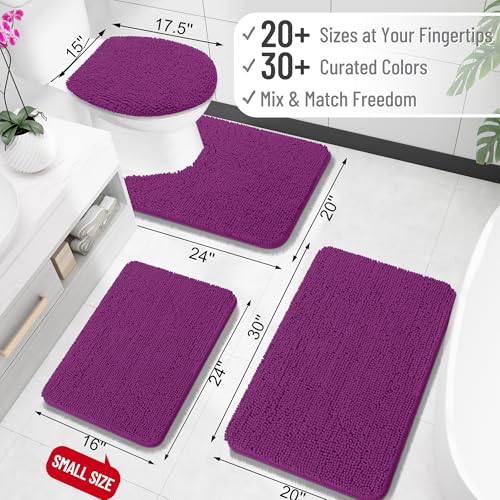 Image of OLANLY Large Bathroom Rugs 45x27, Extra Soft Absorbent Chenille Bath Rugs, Rubber Backing Quick Dry, Machine Washable Bath Mats for Bathroom Floor, Tub and Shower, Home Decor Accessories, Purple