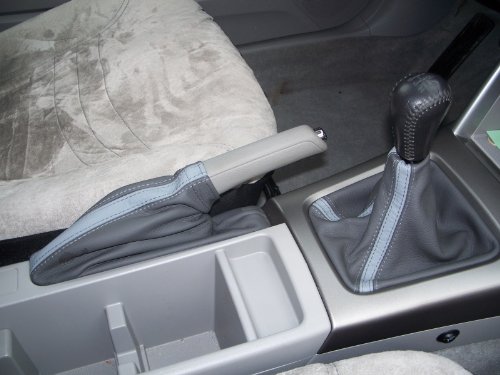 RedlineGoods ebrake Boot Compatible with Subaru Forester 2009-13. Tailor Made - not Universal. Genuine top-Grade Italian Black Suede (Alcantara) with Blue Thread