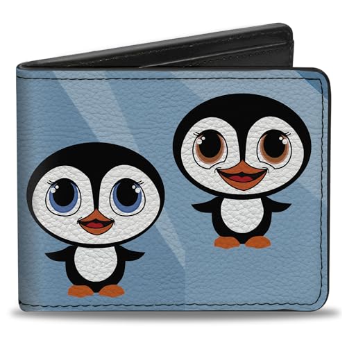 Buckle-Down Men's Wallet, Bifold, Cute Penguins Blue Bubbles, Vegan Leather, Multi, 4.0
