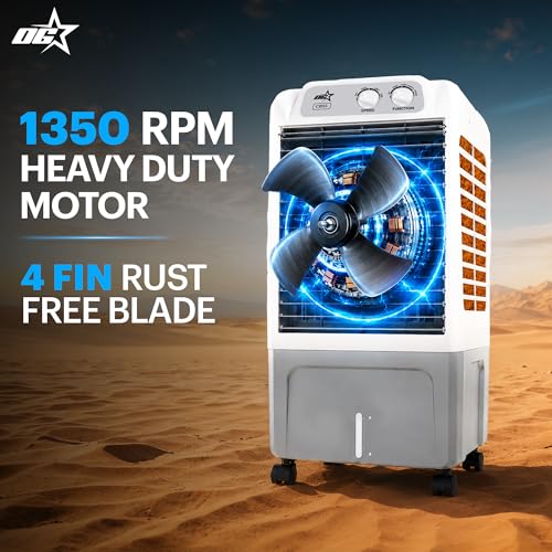 Image of OG STAR 55L Personal Air Cooler with Honeycomb Pads, 3-Speed Control, Water Level Indicator & Water Inlet Powerful Evaporative Cooler for Home, Office & Outdoor Use