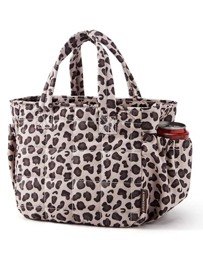 BAGSMART Lunch Bag for Women Small Cute Leopard Print Quilted Lunch Box Insulated Lightweight, Leakproof, Durable & Reusable Tote Bag for Work,...