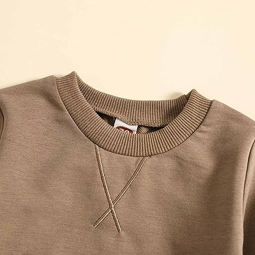 Toddler Baby Boys Fall Outfits Long Sleeve Sweatshirt Elastic Waist Pants 2Pcs Infant Newborn Solid Clothes Set4