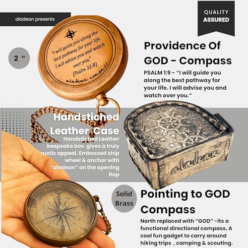 Set de regalo brújula con catalejo grabado 'God's Providence' para hombres, mujeres y niños cristianos miniatura 6