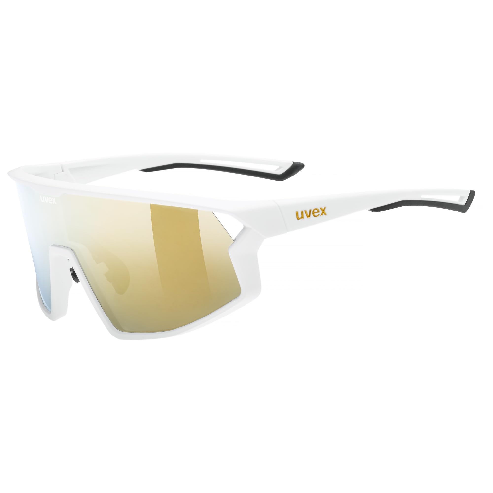 uvex skyryse - sports glasses for adults - strong UV protection - contrast enhancing - white matte/gold mirror - one size-image-46