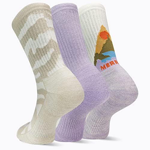 Image of Merrell unisex-adult Men's and Women's Lightweight Wool Everyday Hiking Crew Socks - 3 Pair Pack - Arch Support & Moisture Wicking
