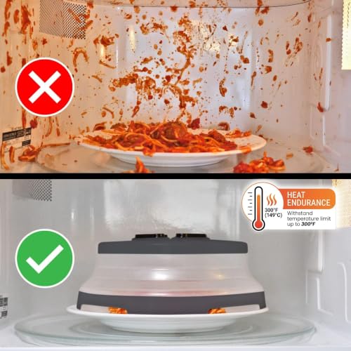 Image of HOVER COVER Magnetic Microwave Splatter Cover - 10 inch Collapsible - Graphite