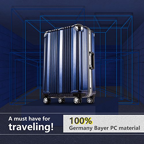 Coolife Luggage Aluminium Frame Suitcase Tsa Lock 100%Pc 20In 24In 28In (Blue, L(28In)) #TOP1