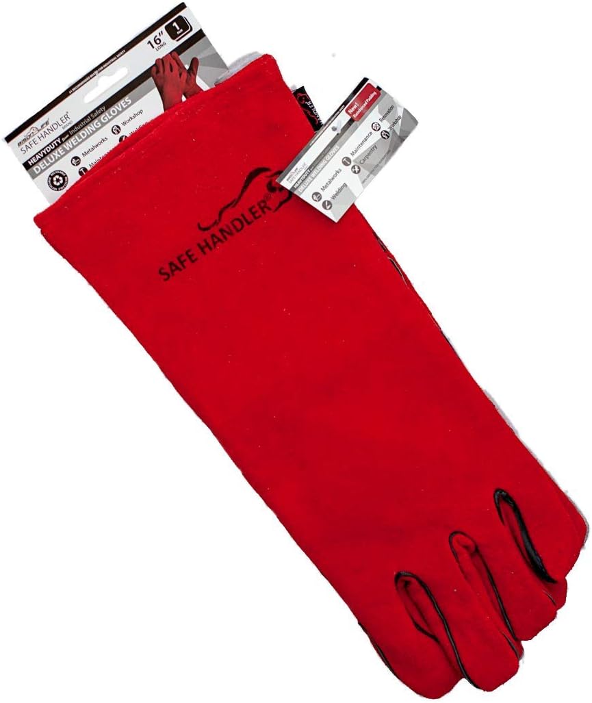 One-Day Sale: Up to 50% Off SAFE HANDLER Deluxe 16 Welding Gloves with Reinforced Padding | Durable Protection, Heat Resistance, Leather Palm, Split Cowhide Leather, Full Inside Lining, 16 inch, 10 Pairs (20 gloves)