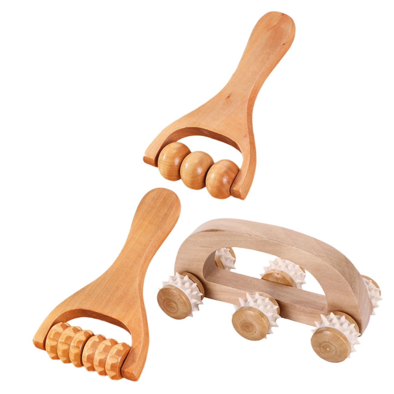 PACKOVE 4 Sätze Massagegerät-set Handroller Gelenke Erwachsene Tragbar Rollen Massagerolle Handflächenmassagegerät Bausatz Massagegerät Für Nacken Bein Bob Bausätze Holz 3 Stücke * 4