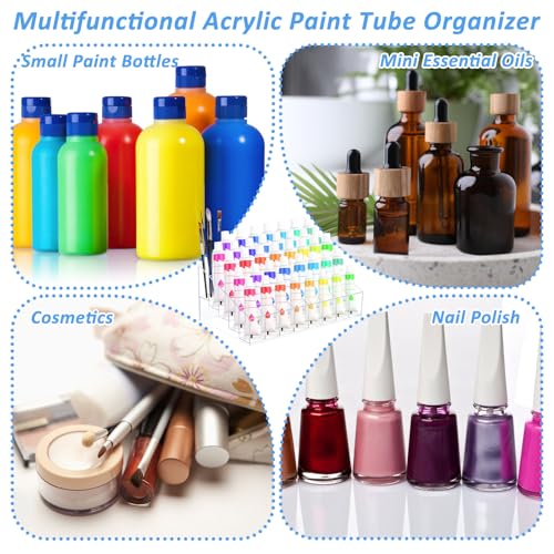 Image of YEXEXINM 2 Pack Acrylic Paint Tube Organizer 40 Slots,5 Layers Watercolor Paint Tube Holder Organizer with Clear, For Mini Oil Paints Tube,Small Watercolor and Spray Paints（Fits ≤2.5cm items.）