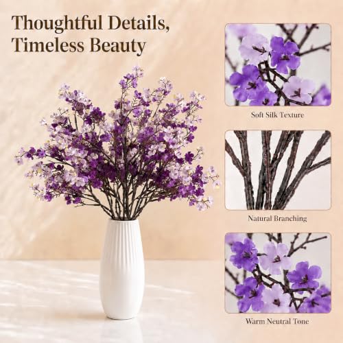 Image of Mandy's 6 Bundles Artificial Shades of Purple Baby's Breath Flowers