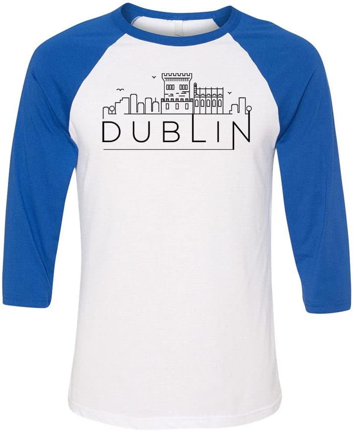 Skyline Dublin Ireland Three-Quarter Raglan Sleeve Baseball Shirt Unisex