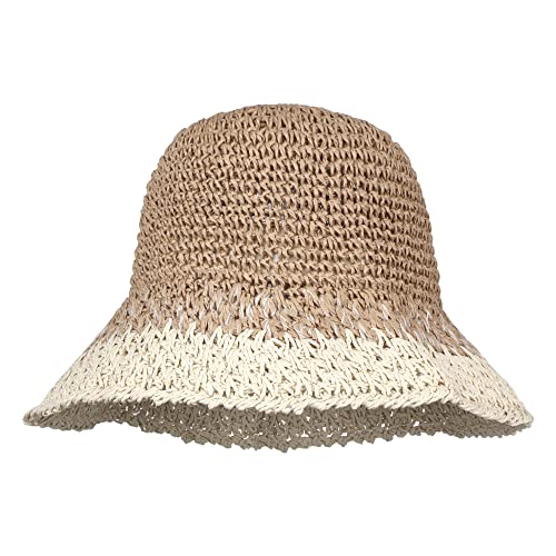 Sombrero de paja crochet color sólido para mujer miniatura 1