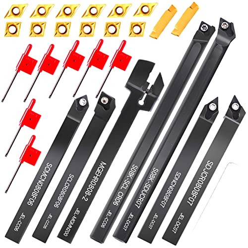 Outil de tournage sur métal avec 14 inserts carbure | Set de 21 pièces 1,9 cm