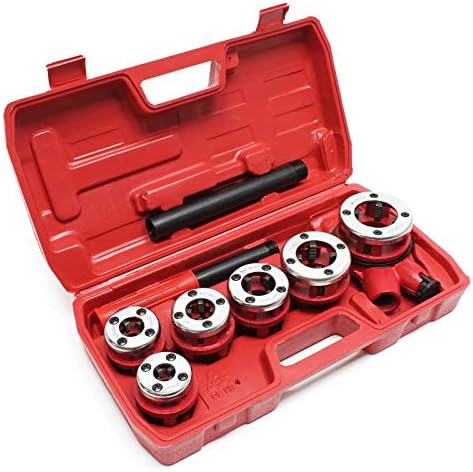 Set 9 Pieces Tap Die Heads Threaded Bearings Tools Plumbing Pipe