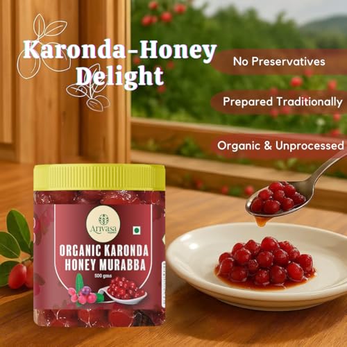Image of Arivasa Karonda Honey Murabba 500g | Handcrafted & Naturally Sweetened with Pure Honey | Unprocessed Karonda Ka Murabba with No Preservatives | Supports Digestion & Immunity | Healthy Fruit Preserve Jar