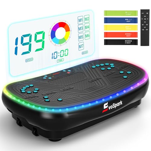 4D PRO Vibrationsplatte, EvoSpark 7-in-1 Vibrationsplatte Testsieger 2025 mit 900W Dreifachmotorsystem, Ganzkörper-Vibrationsplatte mit 9 coolen LED-Lichtern,550 LBS Kapazität für Home Workout 4D PRO Vibrationsplatte, EvoSpark 7-in-1 Vibrationsplatte Testsieger 2025 mit 900W Dreifachmotorsystem, Ganzkörper-Vibrationsplatte mit 9 coolen LED-Lichtern,550 LBS Kapazität für Home Workout