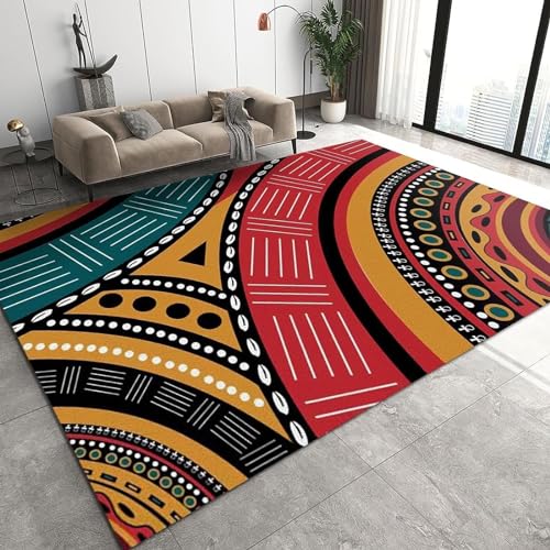 Retro Geometric African Tribal Culture Area Rug, Farmhouse Colorful Boho