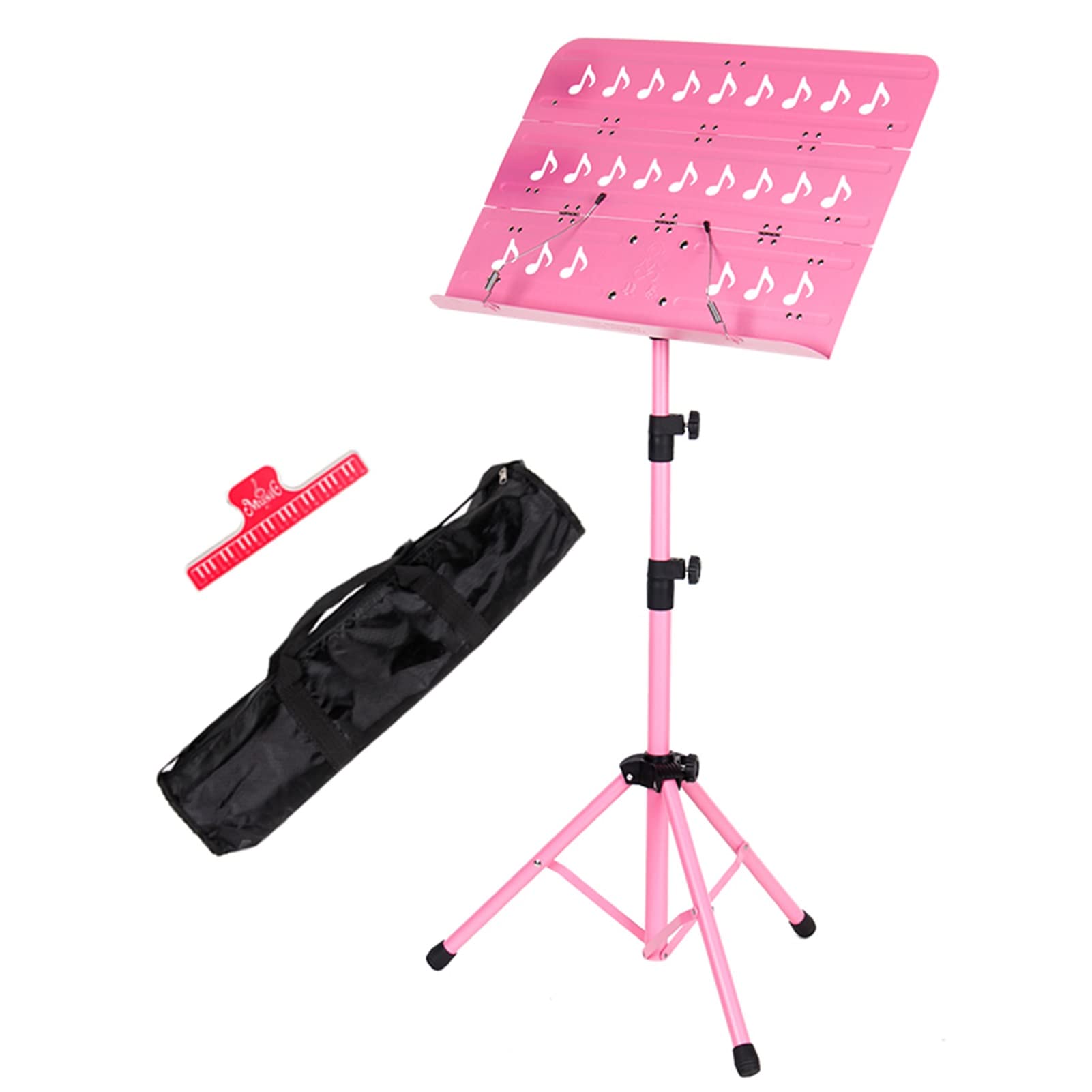 Liu Pieghevole Leggio per Spartiti Portatile in Metallo Leggero con Borsa per Il Trasporto Adatto per La Casa della Scuola dello Studio dell' Orchestra Sinfonica (Color : Pink)