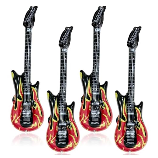 4 Piezas Guitarra Inflable Set,GuitarraJuguete Inflable,Rock Guitarra Inflable,para Fiestas Temática Festival Juego de Roles Cosplay,Carnavales (4PCS)