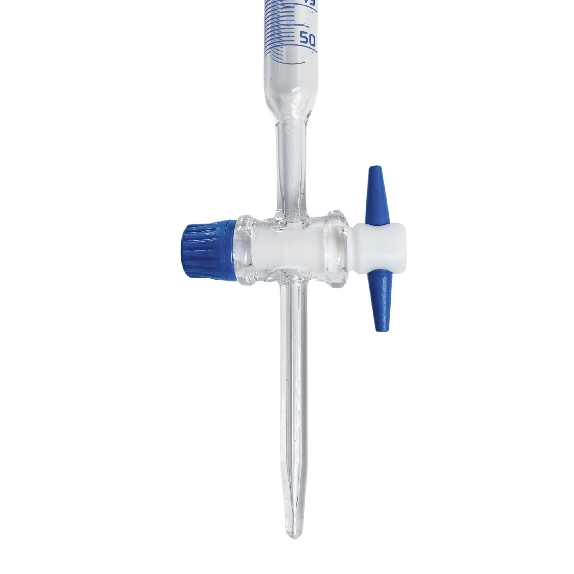 Buretas de vidrio, Llave de paso PTFE vidrio borosilicato clase A 50 ml con certificación ISO 385