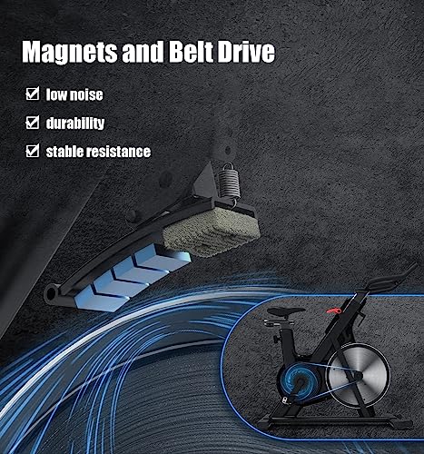 stationary bike bancon exercise bike bluetooth 350lbs capacity magnetic resistance with heavy flywheel and lcd monitor upgraded versionblack