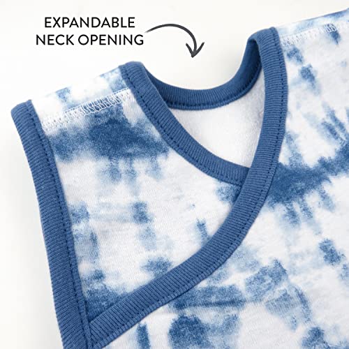 HonestBaby Multipack Reversible 4-in-1 Bibs Absorbent Terry and Knit 100% Organic Cotton Infant Baby Boys, Girls, Unisex, 5-Pack Tie Dye Blues, One Size3