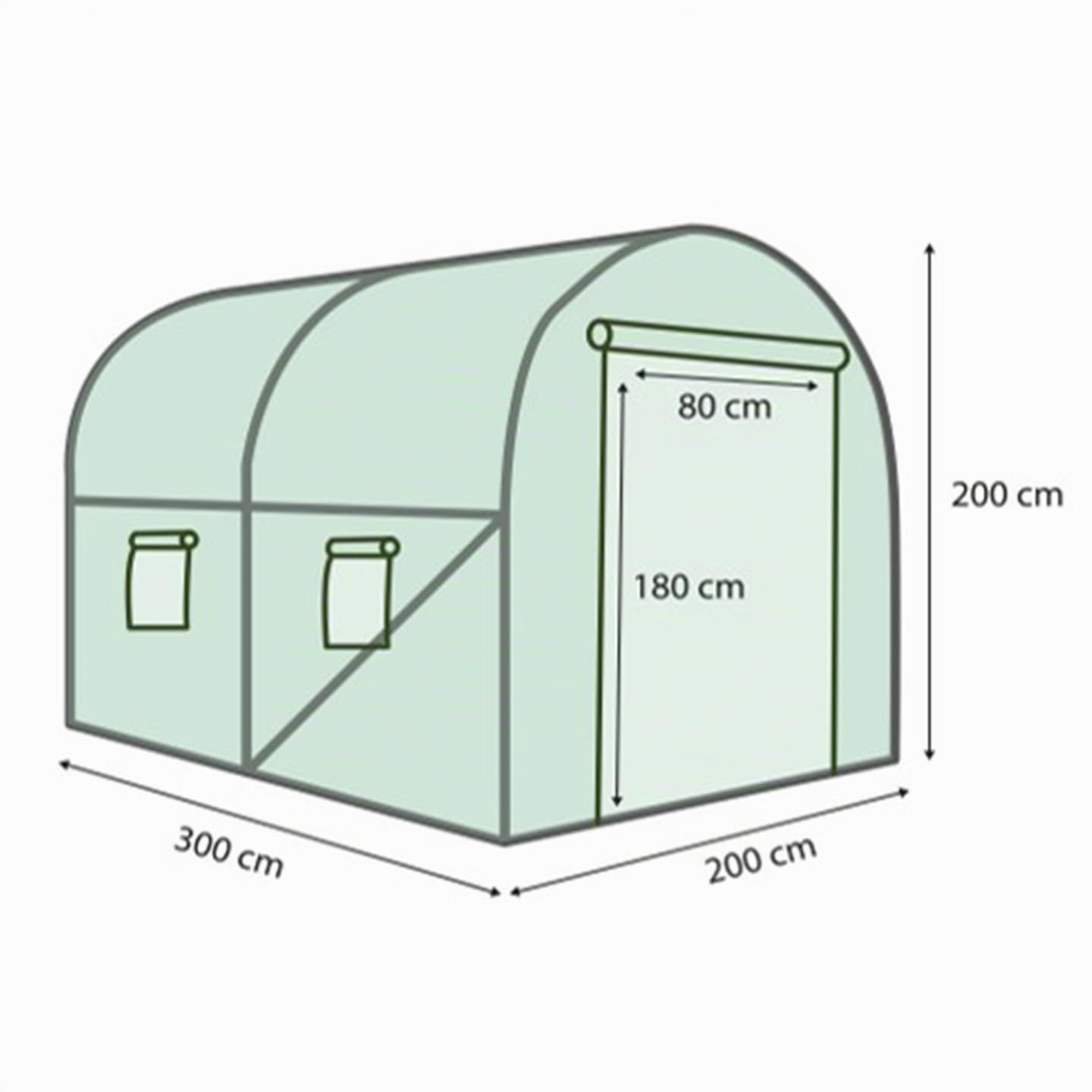 IDMarket – Invernadero túnel de jardín, 6 m², verde ZEBRA, 2 x 3 metros