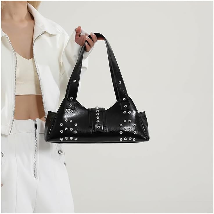 Studded Purse Shoulder Bags for Women, Designer Trendy Retro Y2K Purses Studs Underarm Soft Leather Handbags - Image 6